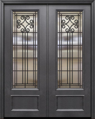 WDMA 64x96 Door (5ft4in by 8ft) Exterior 96in ThermaPlus Steel Novara 1 Panel 3/4 Lite GBG Double Door 1