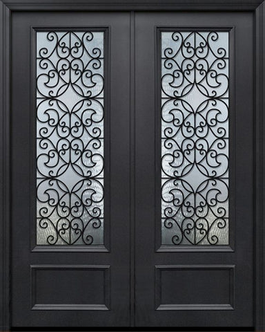 WDMA 64x96 Door (5ft4in by 8ft) Exterior 96in ThermaPlus Steel Florence 1 Panel 3/4 Lite GBG Double Door 1