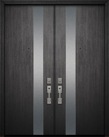 WDMA 64x96 Door (5ft4in by 8ft) Exterior Mahogany 96in Double Costa Mesa Solid Contemporary Door 1