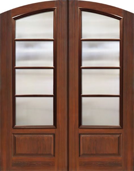 WDMA 64x96 Door (5ft4in by 8ft) French Mahogany 96in Double Arch Top 4 Lite SDL Cherry Knotty Alder Door 1