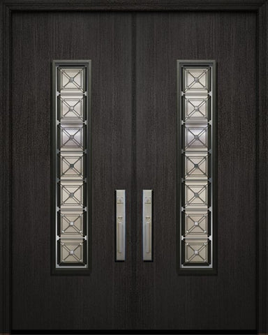 WDMA 64x96 Door (5ft4in by 8ft) Exterior Mahogany 96in Double Malibu Solid Contemporary Door with Speakeasy 1