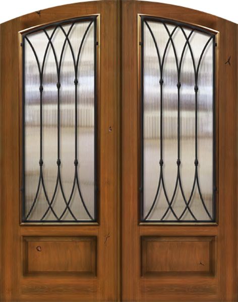 WDMA 64x96 Door (5ft4in by 8ft) Exterior Mahogany IMPACT | 96in Double Arch Top Warwick Iron Cherry Knotty Alder Door 1