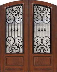 WDMA 64x96 Door (5ft4in by 8ft) Exterior Mahogany IMPACT | 96in Double Arch Top Marbella Iron Cherry Knotty Alder Door 1