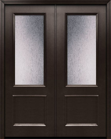 WDMA 64x96 Door (5ft4in by 8ft) Exterior 96in ThermaPlus Steel 2/3 Lite Privacy Glass Double Door 1