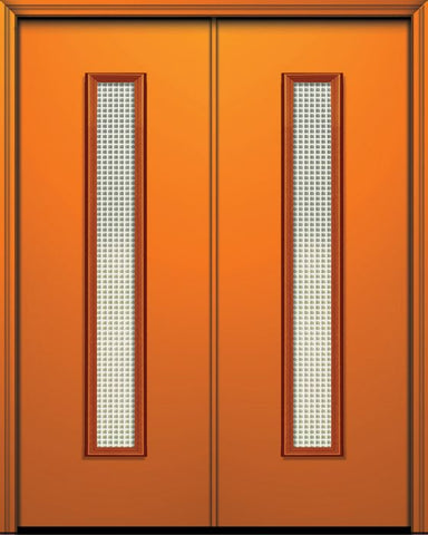 WDMA 64x96 Door (5ft4in by 8ft) Exterior 96in ThermaPlus Steel Malibu Contemporary Double Door w/Metal Grid / Clear Glass 1
