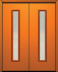 WDMA 64x96 Door (5ft4in by 8ft) Exterior 96in ThermaPlus Steel Malibu Contemporary Double Door w/Metal Grid / Clear Glass 1