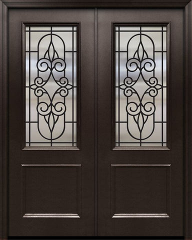 WDMA 64x96 Door (5ft4in by 8ft) Exterior 96in ThermaPlus Steel Salento 1 Panel 2/3 Lite GBG Double Door 1