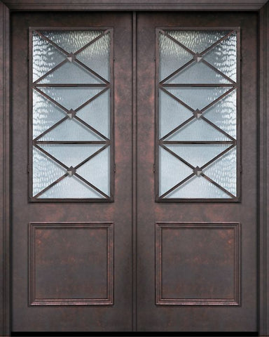 WDMA 64x96 Door (5ft4in by 8ft) Exterior 96in ThermaPlus Steel Republic 1 Panel 2/3 Lite Double Door 1