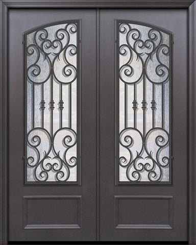 WDMA 64x96 Door (5ft4in by 8ft) Exterior 96in ThermaPlus Steel Marbella 1 Panel Square Top Arch Lite Double Door 1