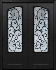 WDMA 64x96 Door (5ft4in by 8ft) Exterior 96in ThermaPlus Steel Bellagio 1 Panel Square Top Arch Lite Double Door 1