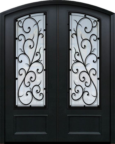 WDMA 64x96 Door (5ft4in by 8ft) Exterior 96in ThermaPlus Steel Bellagio 1 Panel Arch Top Arch Lite Double Door 1