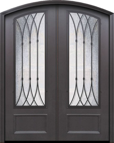 WDMA 64x96 Door (5ft4in by 8ft) Exterior 96in ThermaPlus Steel Warwick 1 Panel Arch Top Arch Lite Double Door 1