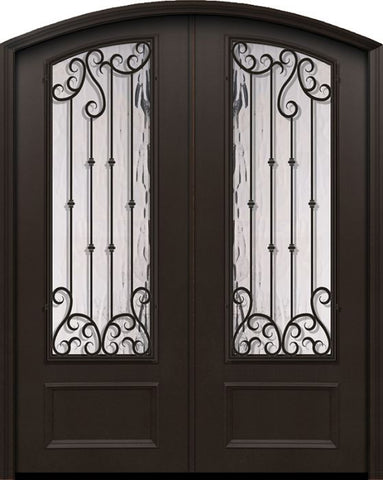 WDMA 64x96 Door (5ft4in by 8ft) Exterior 96in ThermaPlus Steel Valencia 1 Panel Arch Top Arch Lite Double Door 1