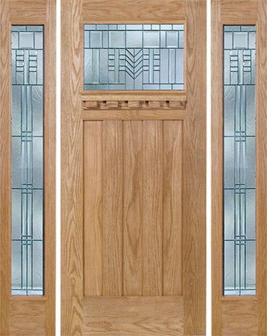 WDMA 66x80 Door (5ft6in by 6ft8in) Exterior Oak Biltmore Single Door/2 Full-lite side w/ C Glass 1