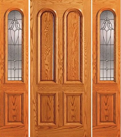 WDMA 66x80 Door (5ft6in by 6ft8in) Exterior Mahogany Arch Lite External Two Sidelights Door 4 Panel 1