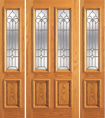 WDMA 66x80 Door (5ft6in by 6ft8in) Exterior Mahogany Twin Lite Entry Two Sidelights Door Glasswork 1