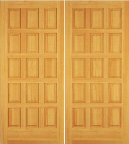 WDMA 68x78 Door (5ft8in by 6ft6in) Exterior Swing Pine Wood 15 Panel Rustic Double Door 1