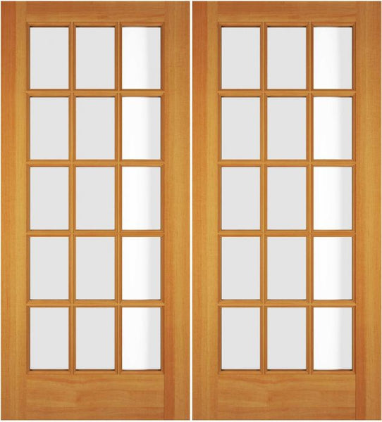 WDMA 68x78 Door (5ft8in by 6ft6in) Exterior Swing Alder Wood Full Lite 15 Lite Double Door 1