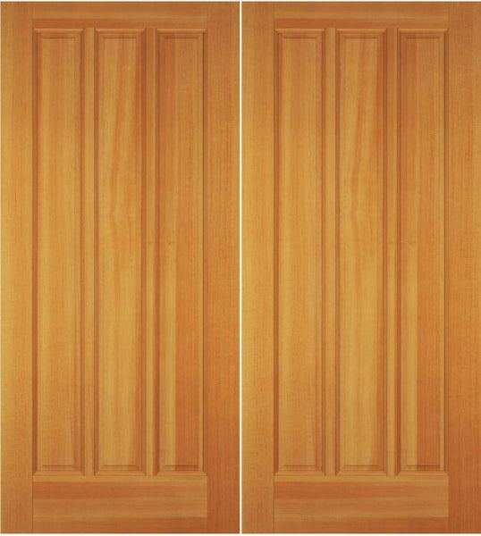 WDMA 68x78 Door (5ft8in by 6ft6in) Exterior Swing Cherry Wood 3 Panel Double Door 1