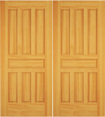 WDMA 68x78 Door (5ft8in by 6ft6in) Exterior Swing Mahogany Sapele Wood 7 Panel Rustic Double Door 1