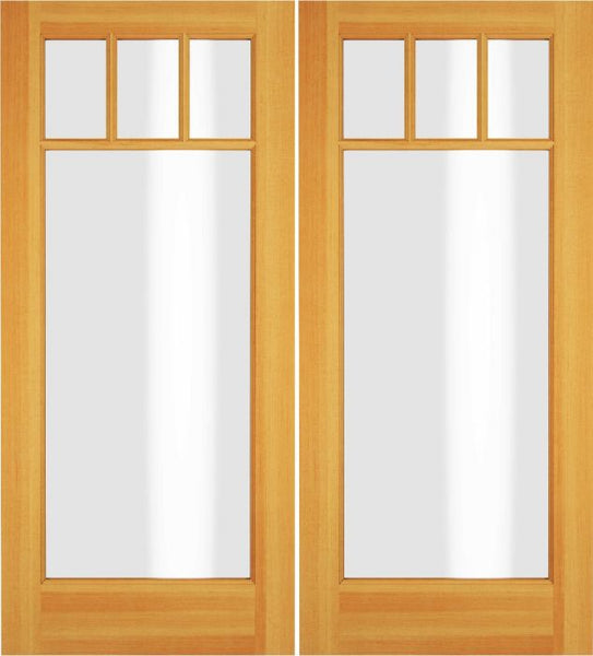 WDMA 68x78 Door (5ft8in by 6ft6in) Exterior Swing Maple Wood Full Lite Craftsman Arts and Craft Double Door 1