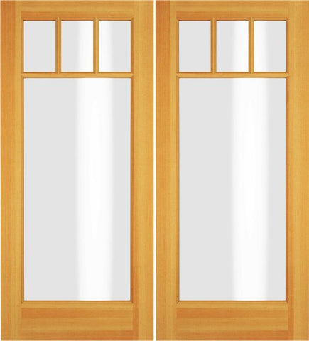 WDMA 68x78 Door (5ft8in by 6ft6in) Exterior Swing Maple Wood Full Lite Craftsman Arts and Craft Double Door 1