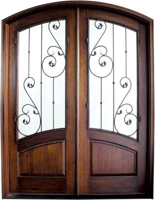 WDMA 68x78 Door (5ft8in by 6ft6in) Exterior Mahogany Tanglewood Double Door/Arch Top Aberdeen 1
