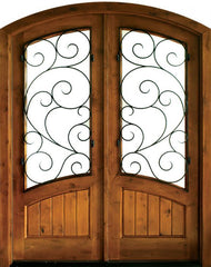 WDMA 68x78 Door (5ft8in by 6ft6in) Exterior Knotty Alder Keowee Burlwood Double Door/Arch Top 1