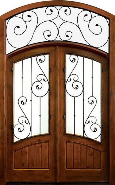 WDMA 68x78 Door (5ft8in by 6ft6in) Exterior Knotty Alder Keowee Tanglewood Double Door Arch / Transom 1