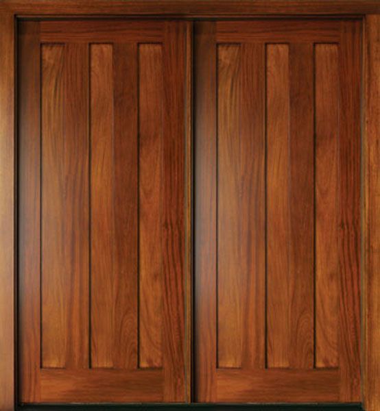 WDMA 68x78 Door (5ft8in by 6ft6in) Exterior Mahogany Milan 3 Panel Double Door 1