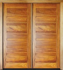 WDMA 68x78 Door (5ft8in by 6ft6in) Exterior Mahogany Milan 8 Panel Double Door 1