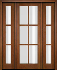 WDMA 68x78 Door (5ft8in by 6ft6in) Exterior Swing Mahogany 6 Lite TDL Single Entry Door Sidelights Standard Size 4