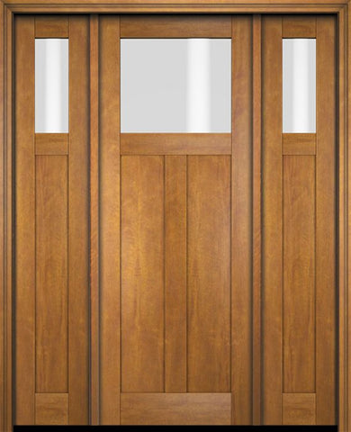 WDMA 68x78 Door (5ft8in by 6ft6in) Exterior Swing Mahogany Top Lite Craftsman Single Entry Door Sidelights 1
