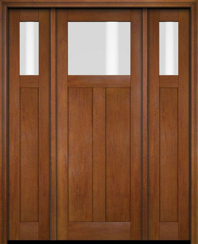 WDMA 68x78 Door (5ft8in by 6ft6in) Exterior Swing Mahogany Top Lite Craftsman Single Entry Door Sidelights 4