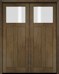 WDMA 68x78 Door (5ft8in by 6ft6in) Exterior Barn Mahogany Top Lite Craftsman or Interior Double Door 3