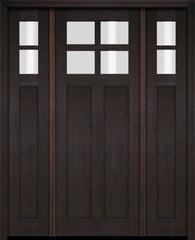WDMA 68x78 Door (5ft8in by 6ft6in) Exterior Swing Mahogany 4 Lite Craftsman Single Entry Door Sidelights 2