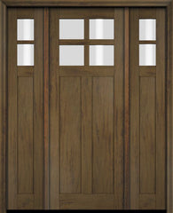 WDMA 68x78 Door (5ft8in by 6ft6in) Exterior Swing Mahogany 4 Lite Craftsman Single Entry Door Sidelights 3