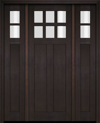 WDMA 68x78 Door (5ft8in by 6ft6in) Exterior Swing Mahogany 6 Lite Craftsman Single Entry Door Sidelights 2