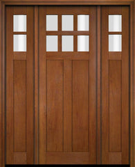 WDMA 68x78 Door (5ft8in by 6ft6in) Exterior Swing Mahogany 6 Lite Craftsman Single Entry Door Sidelights 4
