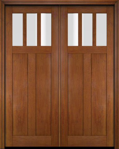 WDMA 68x78 Door (5ft8in by 6ft6in) Interior Swing Mahogany 3 Horizontal Lite Craftsman Exterior or Double Door 4