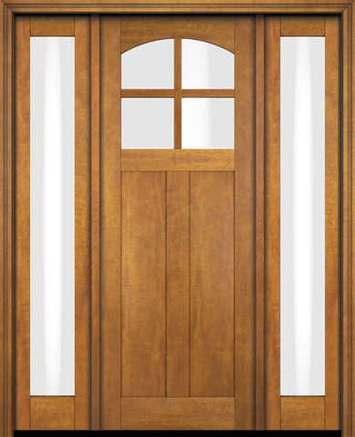 WDMA 68x78 Door (5ft8in by 6ft6in) Interior Swing Mahogany 4 Arch Lite Craftsman 2 Panel Two Sidelight Exterior or Single Door 1