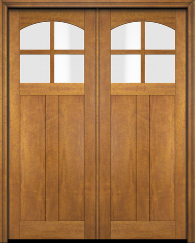 WDMA 68x78 Door (5ft8in by 6ft6in) Interior Swing Mahogany 4 Arch Lite Craftsman 2 Panel Exterior or Double Door 1