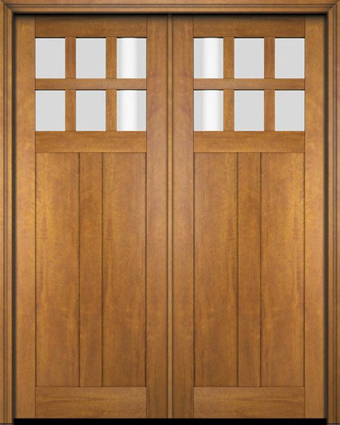 WDMA 68x78 Door (5ft8in by 6ft6in) Interior Swing Mahogany 6 Lite Craftsman Exterior or Double Door 1