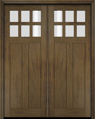WDMA 68x78 Door (5ft8in by 6ft6in) Interior Swing Mahogany 6 Lite Craftsman Exterior or Double Door 3
