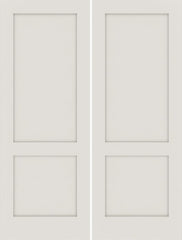 WDMA 68x80 Door (5ft8in by 6ft8in) Interior Swing Smooth 80in Primed 2 Panel Shaker Double Door|1-3/4in Thick 1