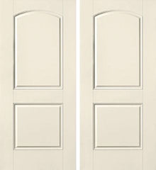 WDMA 68x80 Door (5ft8in by 6ft8in) Exterior Smooth 2 Panel Soft Arch Star Double Door 1