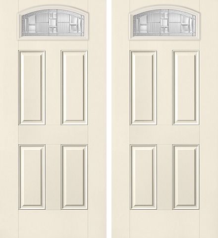 WDMA 68x80 Door (5ft8in by 6ft8in) Exterior Smooth SaratogaTM Camber Top Lite 4 Panel Star Double Door 1