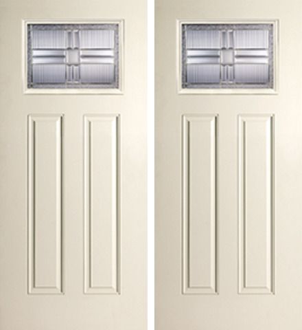 WDMA 68x80 Door (5ft8in by 6ft8in) Exterior Smooth SaratogaTM Craftsman Lite 2 Panel Star Double Door 1