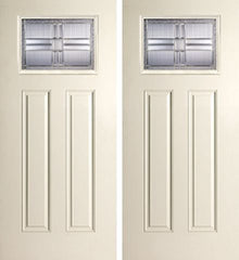 WDMA 68x80 Door (5ft8in by 6ft8in) Exterior Smooth SaratogaTM Craftsman Lite 2 Panel Star Double Door 1