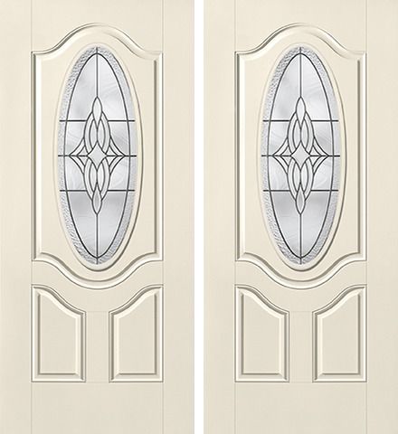 WDMA 68x80 Door (5ft8in by 6ft8in) Exterior Smooth Wellesley 3/4 Deluxe Oval Lite 2 Panel Star Double Door 1